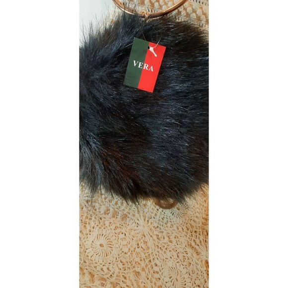 Vera Fuzzy Black Hand bag, evening bag NWT - Picture 2 of 4